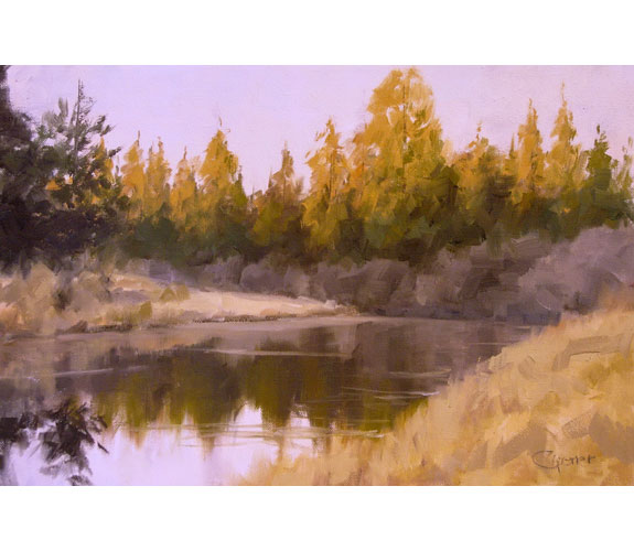 "Morning Sun, Quiet River, Oregon" by Cal Capener